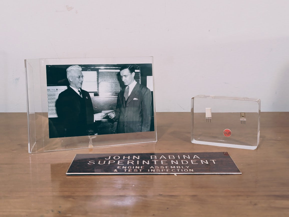 RCA's First Commercial Junction Transistors Lucite Block Paperweight (1953)