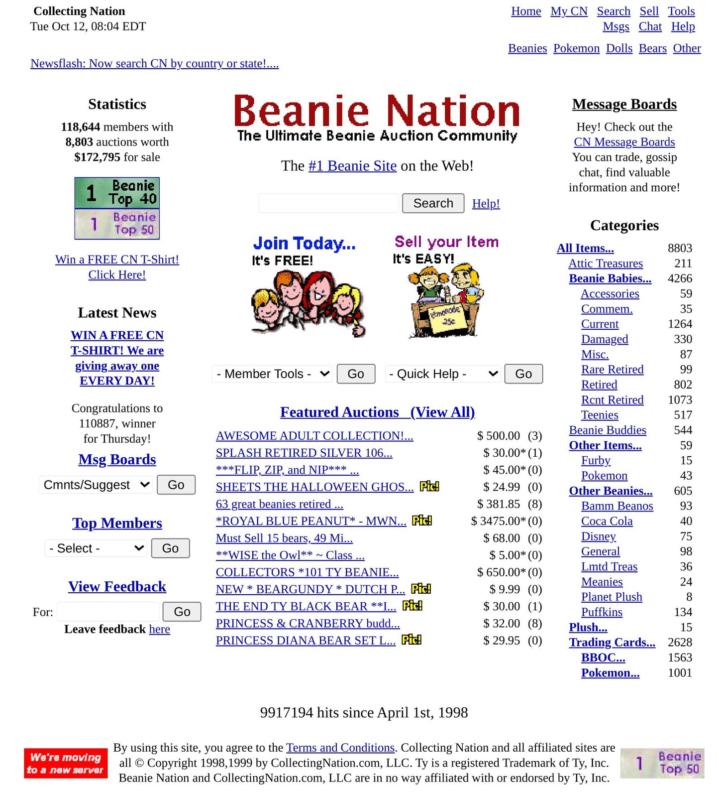 TY Beanie Babies in the 1990's & BeanieNation.com (1993-2000)