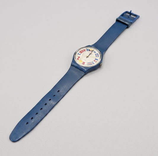 Swatch "12 Flags" Model GS101 Analog Watch (1984)