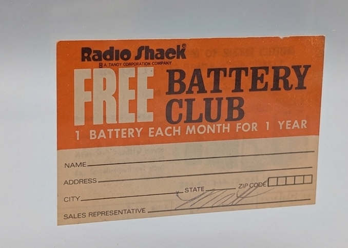 Radio Shack "Battery of the Month" Card (c. 1980)