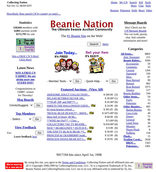 TY Beanie Babies in the 1990's & BeanieNation.com (1993-2000)